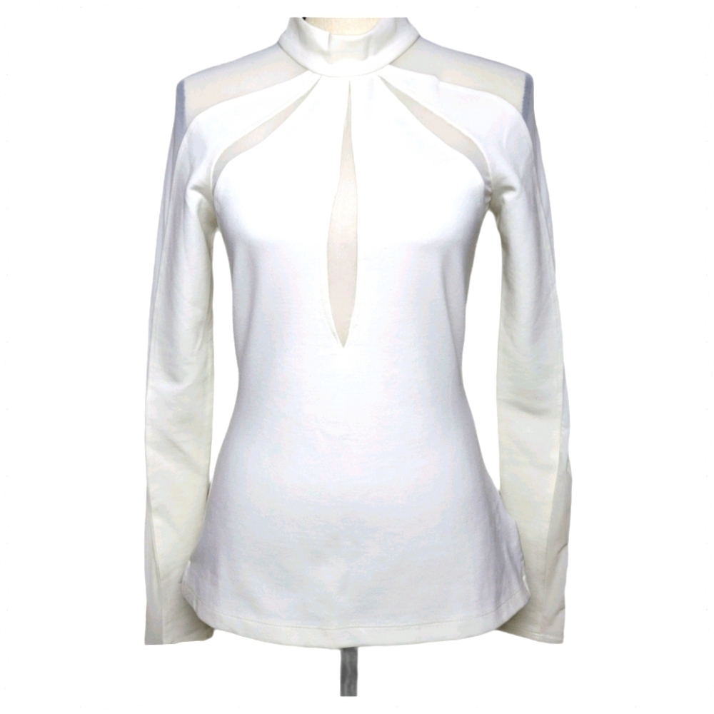 FREE PEOPLE Monarch Ivory Mesh Top, Small - Picture 6 of 7